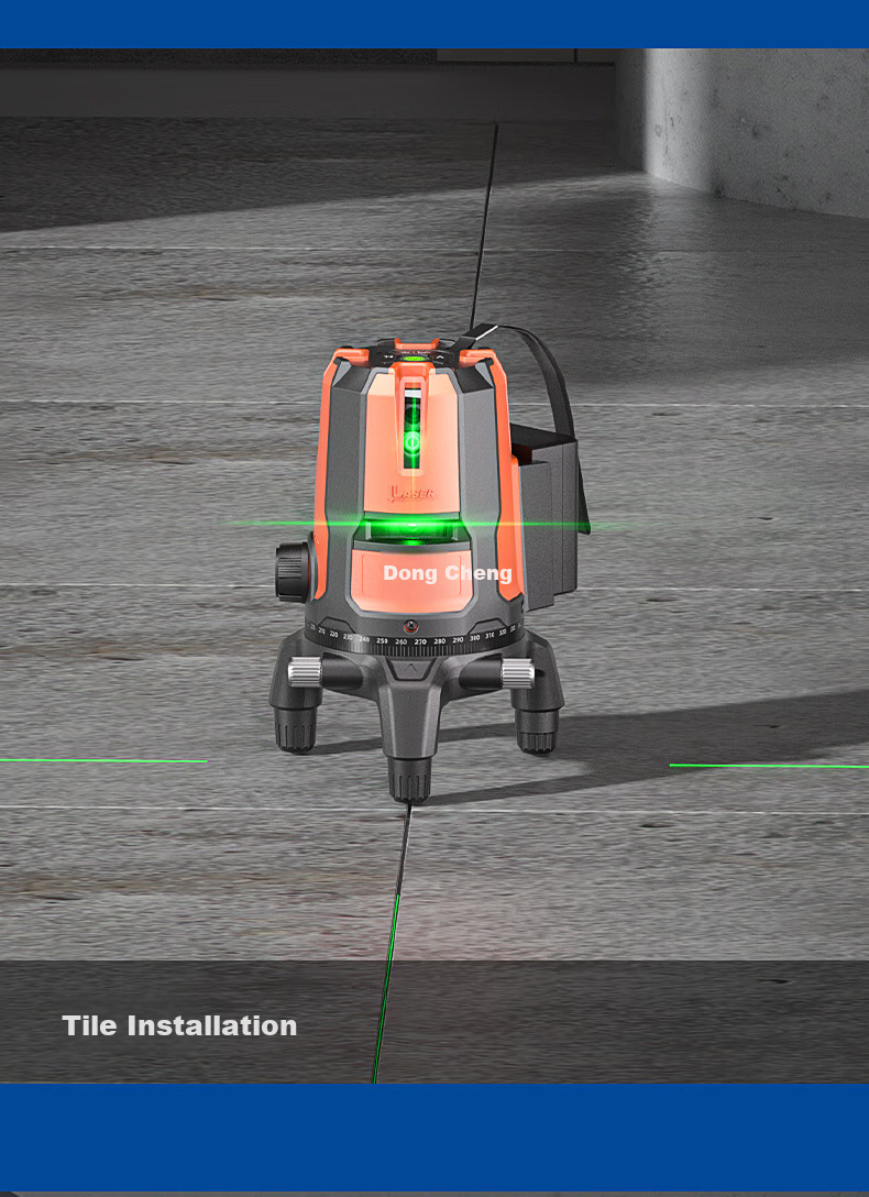 Dongcheng Two-Line Spirit Level, Green Light High-Precision Strong Light Infrared Laser Level, Two-Line Battery*1 3