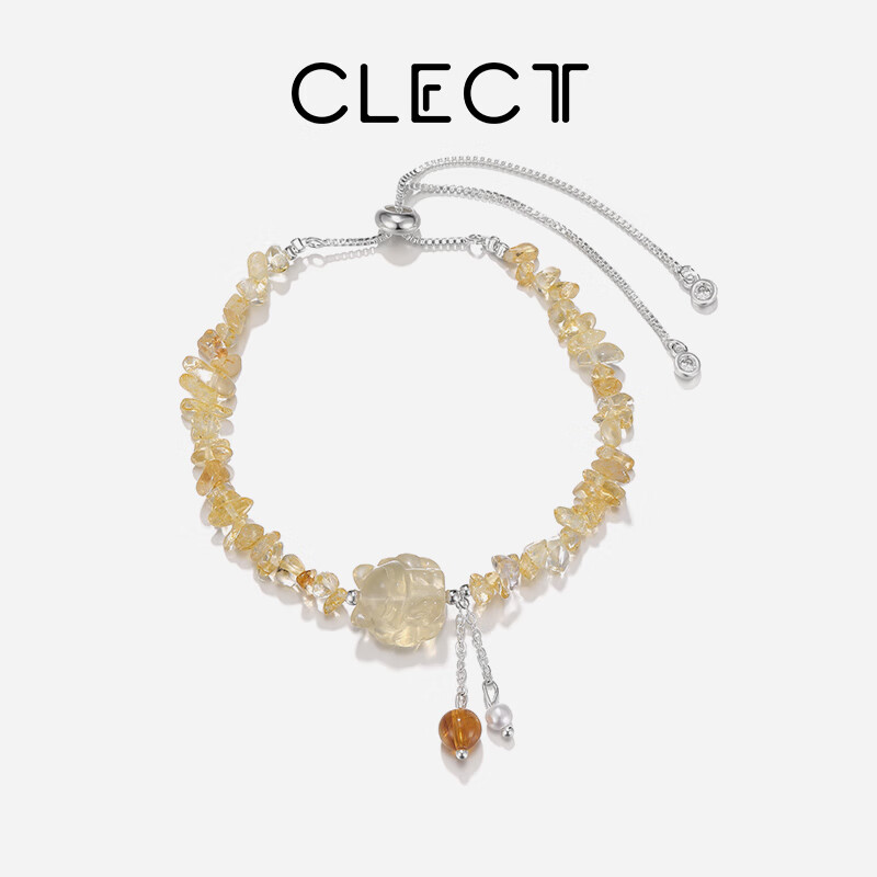 Clect Yellow Crystal Bracelet for Women, Versatile And Sweet Hand Jewelry, National Trend Light Luxury Fashion Birthday Gift for Girlfriend