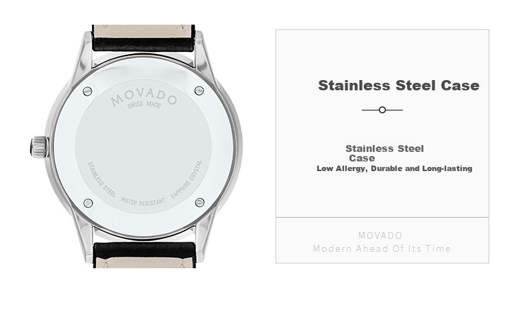 Movado Swiss Watch, Modern Classic Series Wristwatch, Mechanical Stainless Steel Strap Men's Watch 0607192, Gift/giving 4