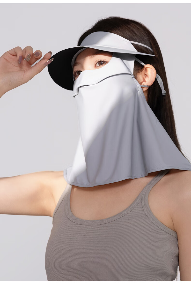 Yalu Sunscreen Face Mask 3D Neck Protection Women's Facekini with Brim UV Protection Black Coated Full Coverage Mask 8
