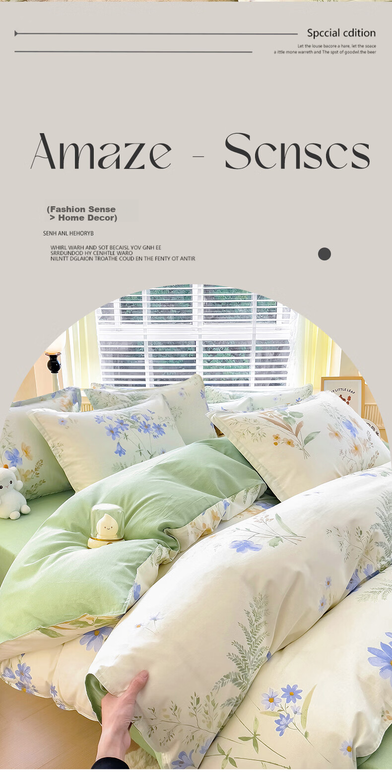 Mengshina A-Class 100% Cotton Duvet Cover Single Pure Cotton Quilt Cover Pastoral Style Double 200*230cm Floral Romance 9