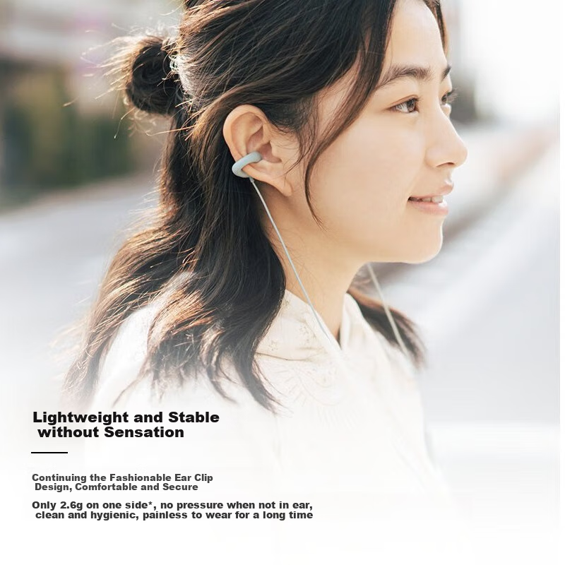 Ambie Ear Clip Wired Headphones, Comfortable And Stylish, Compatible with Phones And Computers, 3.5mm Round Plug AM-02 Classic Black Apple Style, Suitable for Huawei And Apple Devices, Invoice Available