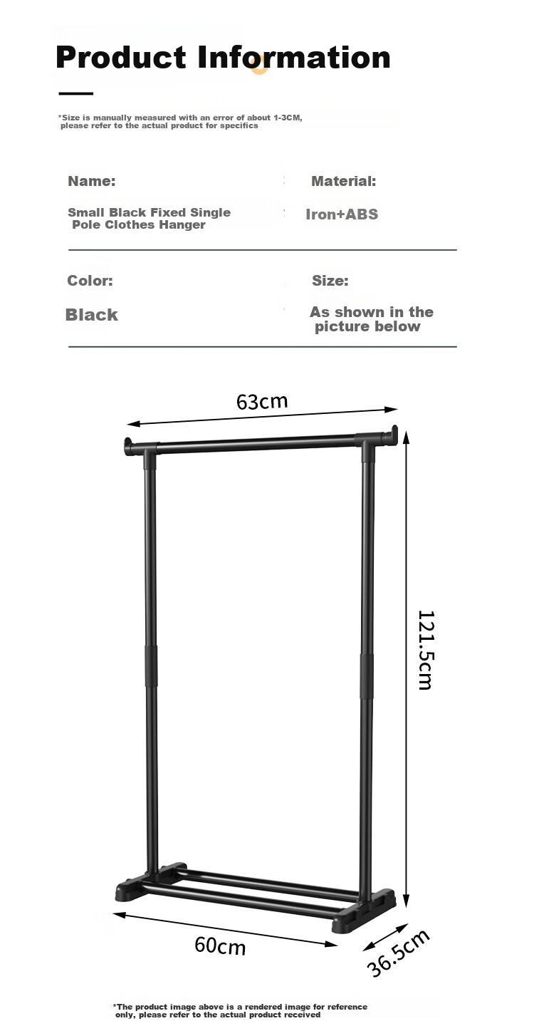 Ourunzhe Clothes Drying Rack, Floor-Standing, for Balcony And Indoor Use, Bedroom Clothes Hanger, Fixed Hanging Rack, Storage Shelf, Extendable Single Pole, 150cm 8