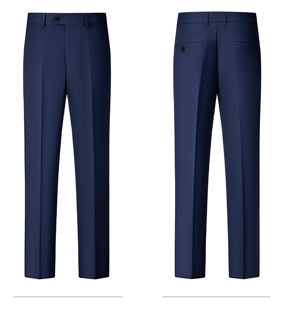 ROMON Men's Business Suit Set Blazer + Vest + Trousers Double-Breasted Casual Navy Blue 3XL 21