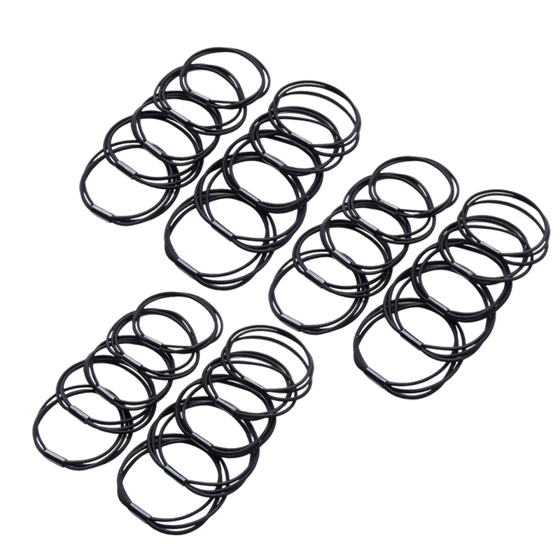 Jianyingshu Black High Elasticity Triple-Strand Thin Hair Ties 30pcs High Elastic Rubber Bands High Ponytail Hair Bands Hair Rings Hair Ties