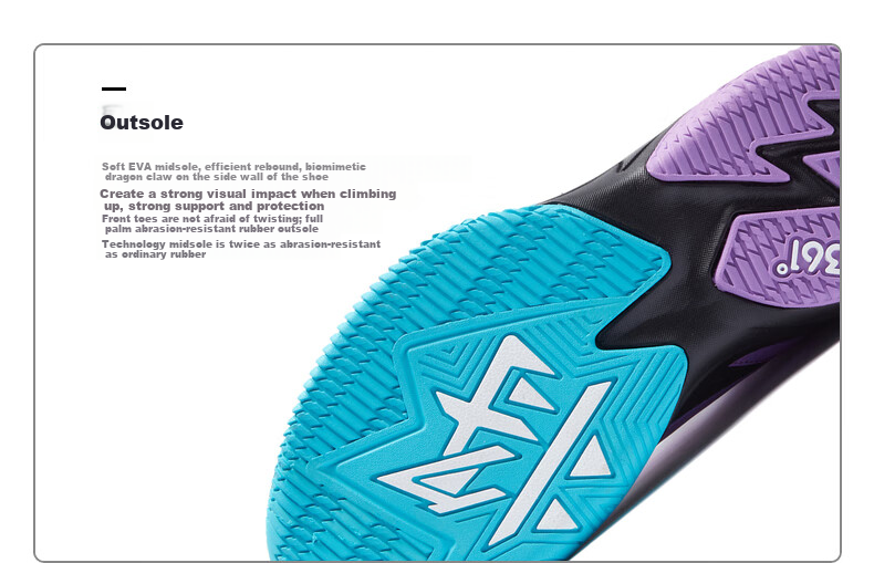 361° Hanjiang | Children's Basketball Shoes, Summer Practical Training, Youth Hard Court Wear-Resistant Basketball Shoes, Blue, Size 41 34