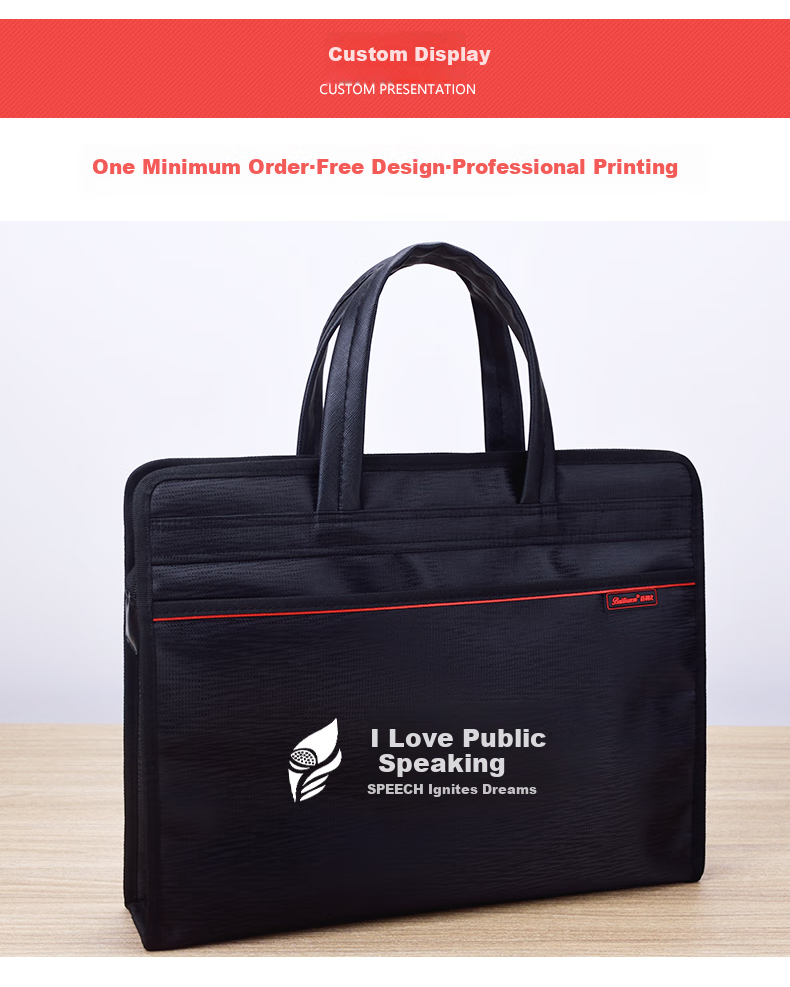 Bailiwen B0064 Blue Office Handbag Briefcase for Men, Conference Document Bag with Zipper, Business Folder, Commuter Tote Bag, Office Meeting Bag 9