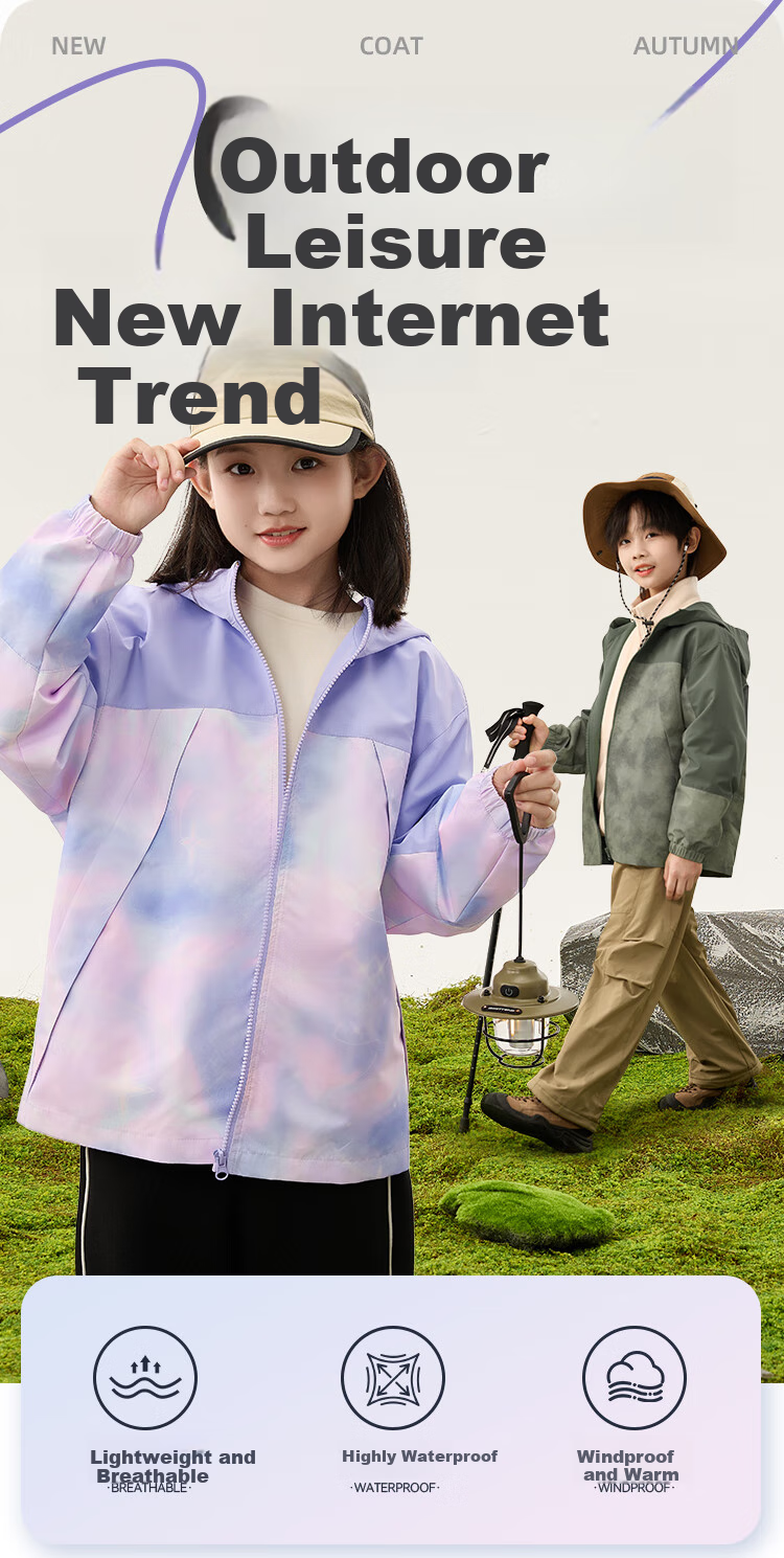 Jeanswest Boys' Jacket, Spring And Autumn Style 2026 New Model, Children's Outdoor Sportswear, Waterproof Clothing, Girls' Spring Hooded Top 1