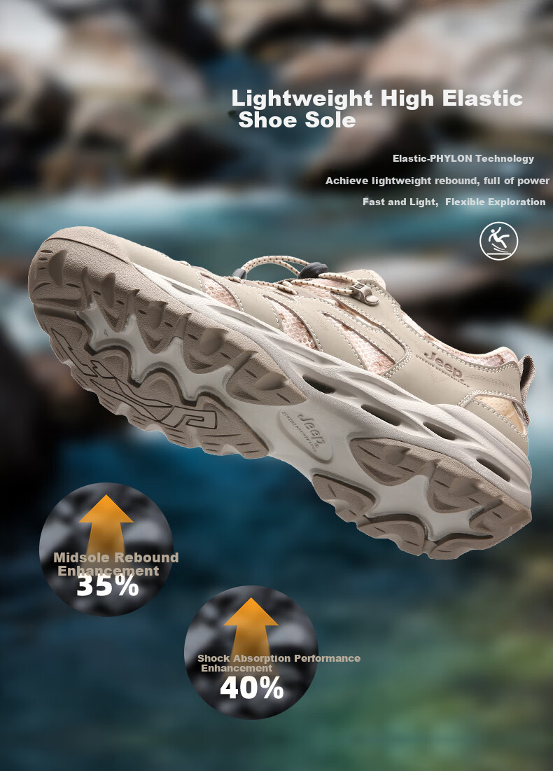 JEEP Men's Water Shoes, Outdoor Amphibious Quick-Drying Wading Shoes, Breathable Comfortable Hiking Shoes, Wear-Resistant Non-Slip Mountaineering Boots 6