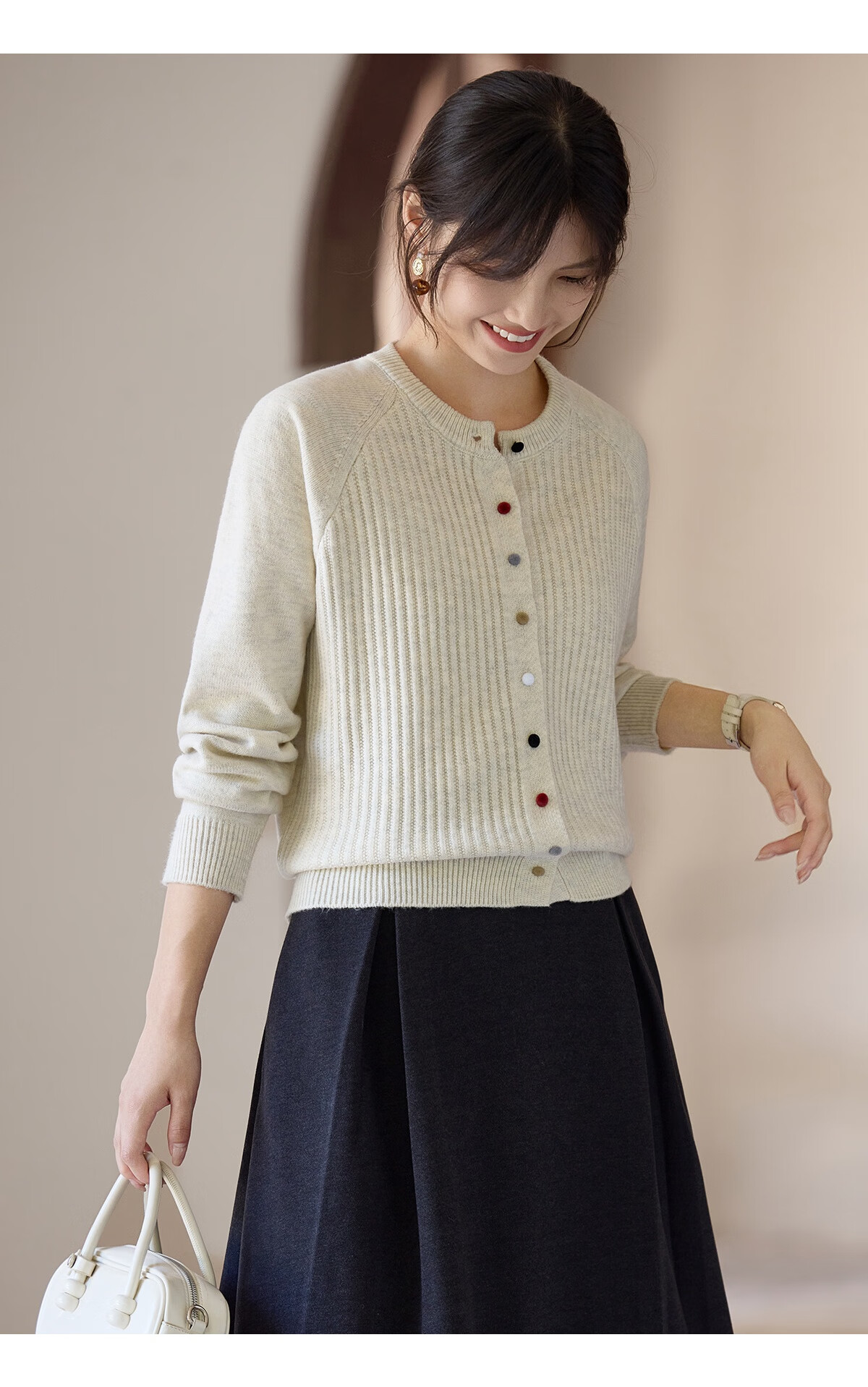 She Enjoy Knitted Cardigan Women Raglan Sleeve Sweater Jacket Red Versatile Knit Top Outerwear T53Z127 13