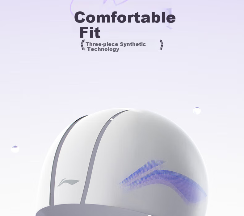 Li-Ning Swimming Cap for Men And Women, Simple Design, PU Coating, Waterproof Swim Cap for Long Hair, Ear Protection, Comfortable Fit, No Tightness, Model 6601 White 8