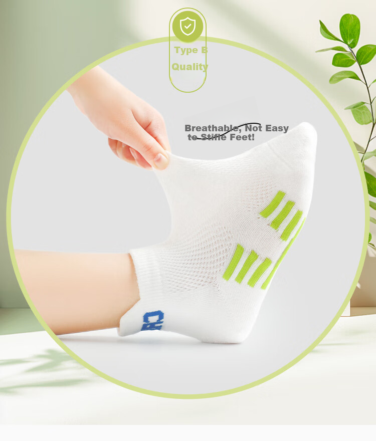 MiiOW Boys' Socks, Summer Thin Style, Children's Cotton Mesh Socks, Youth Boys' Sports Breathable Mid to Big Kids Short Socks 2