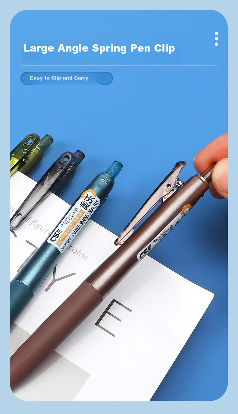 BAOKE [Lowest Price Online] PC1936 Meile Retractable Gel Pen 0.5mm CS Conical Tip Pen Signing Pen, Green Barrel Writing Black, 6 Pens/box 6
