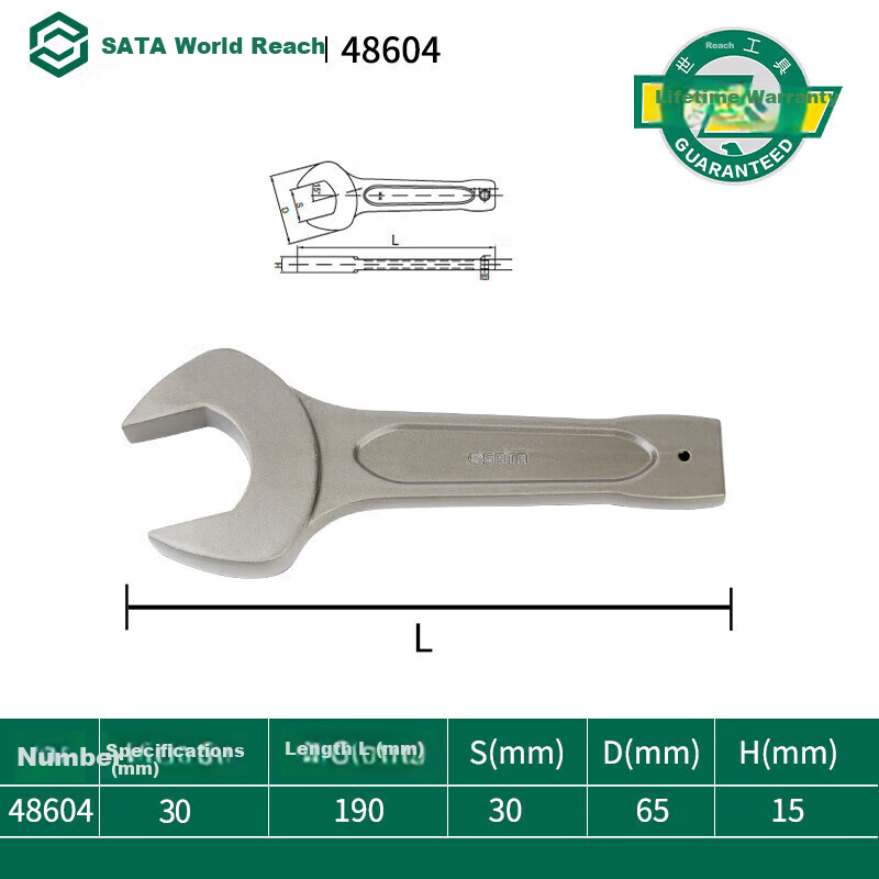 SATA Impact Open-End Wrench, 30MM, 48604