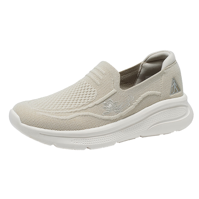 Zulijian Elderly Shoes Summer Women's Slip-On Breathable Mom Casual Shoes 6060K Gravel Color Size 37