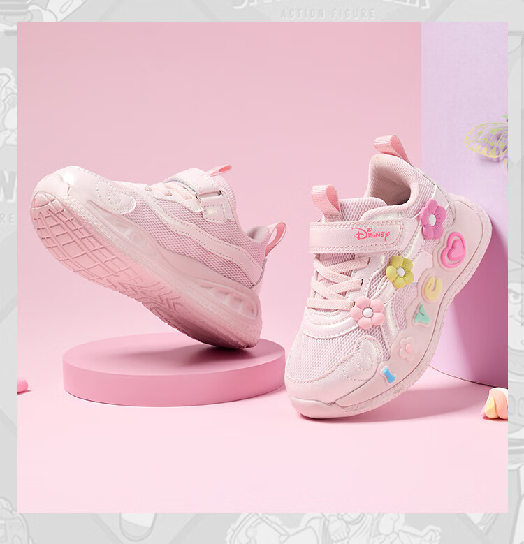 Disney Girls' Sports Shoes Children's Outdoor Comfortable Running Shoes Trendy Casual Sneakers Light Pink Size 27 14