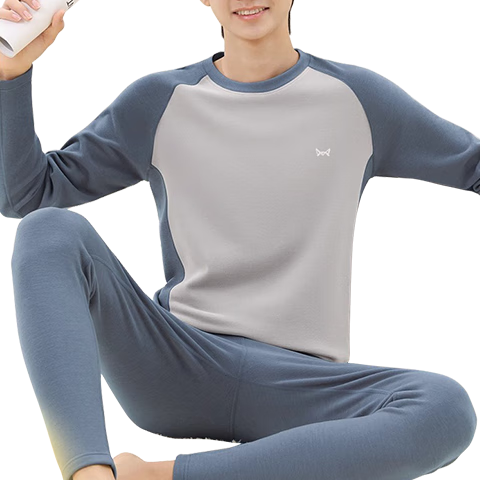 YUZHAOLIN Thermal Underwear Set for Men, Middle And High School Students, Autumn And Winter Fleece-Lined Top And Bottom, Cotton Sweater for Older Childre