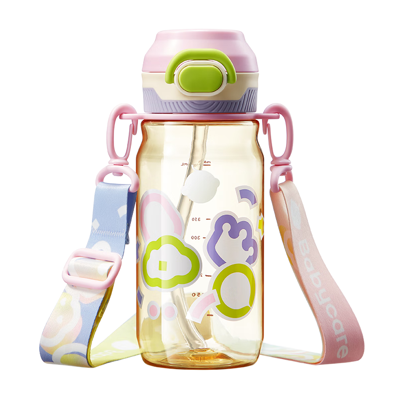 Babycare Children's Water Bottle with Straw Dual-Use 2-in-1 Outdoor Sports Water Bottle for 3+ Years Students PPSU