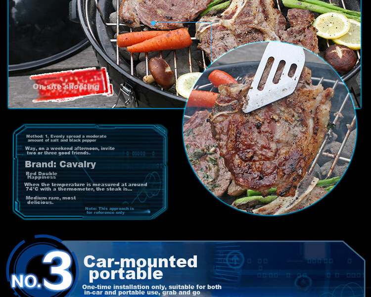 E-Rover Barbecue Grill, Outdoor Portable Large Charcoal Grill for Car And Home Use, High Capacity Barbecue Stove with 46cm Diameter 9