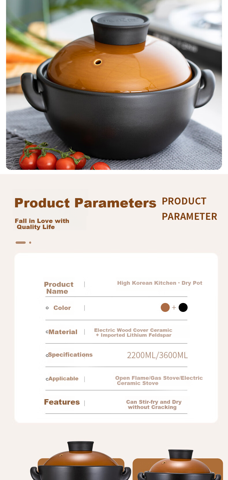 Nihuojiang Ceramic Open Flame Dry-Burning Pot, 2.2L Wide-Mouth Clay Pot for Rice, Health-Preserving Casserole, Stew Pot, Cooking Pot, Lotus Sister's Style 9