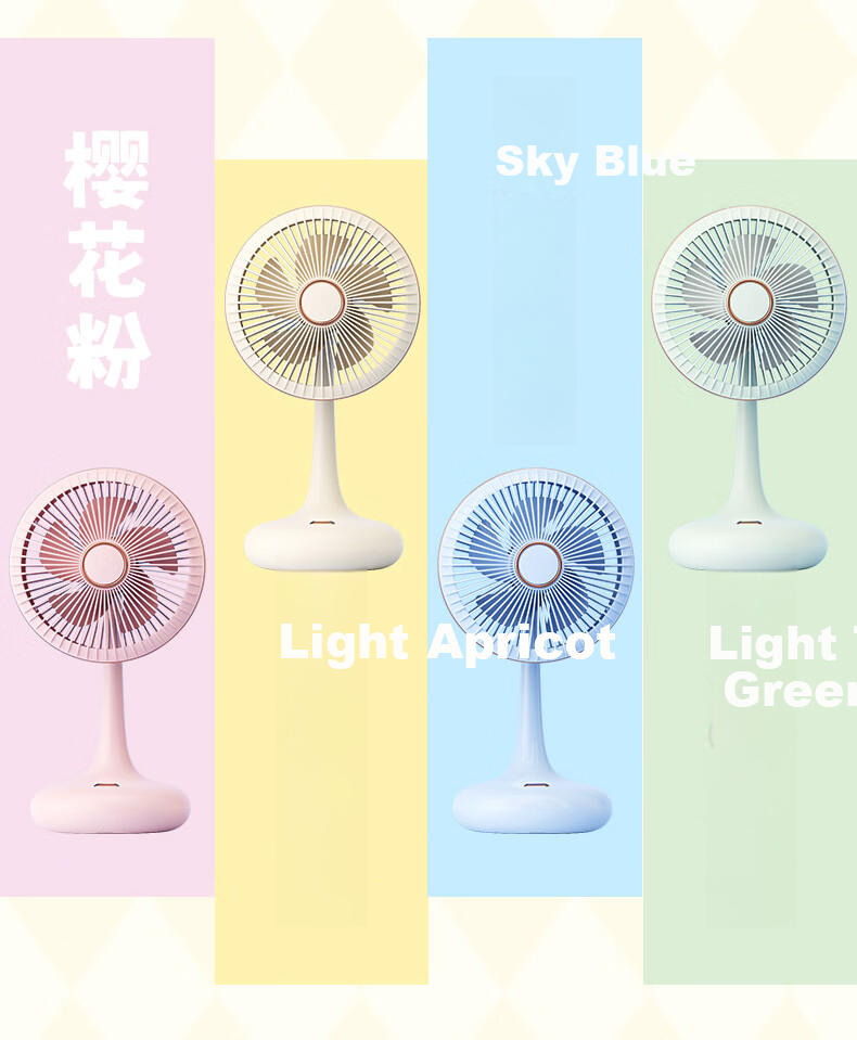 Siyicai USB Rechargeable Summer Student Desktop Small Fan for Home, Dormitory, Office, Quiet Mini Fan YS2531 Sky Blue 2