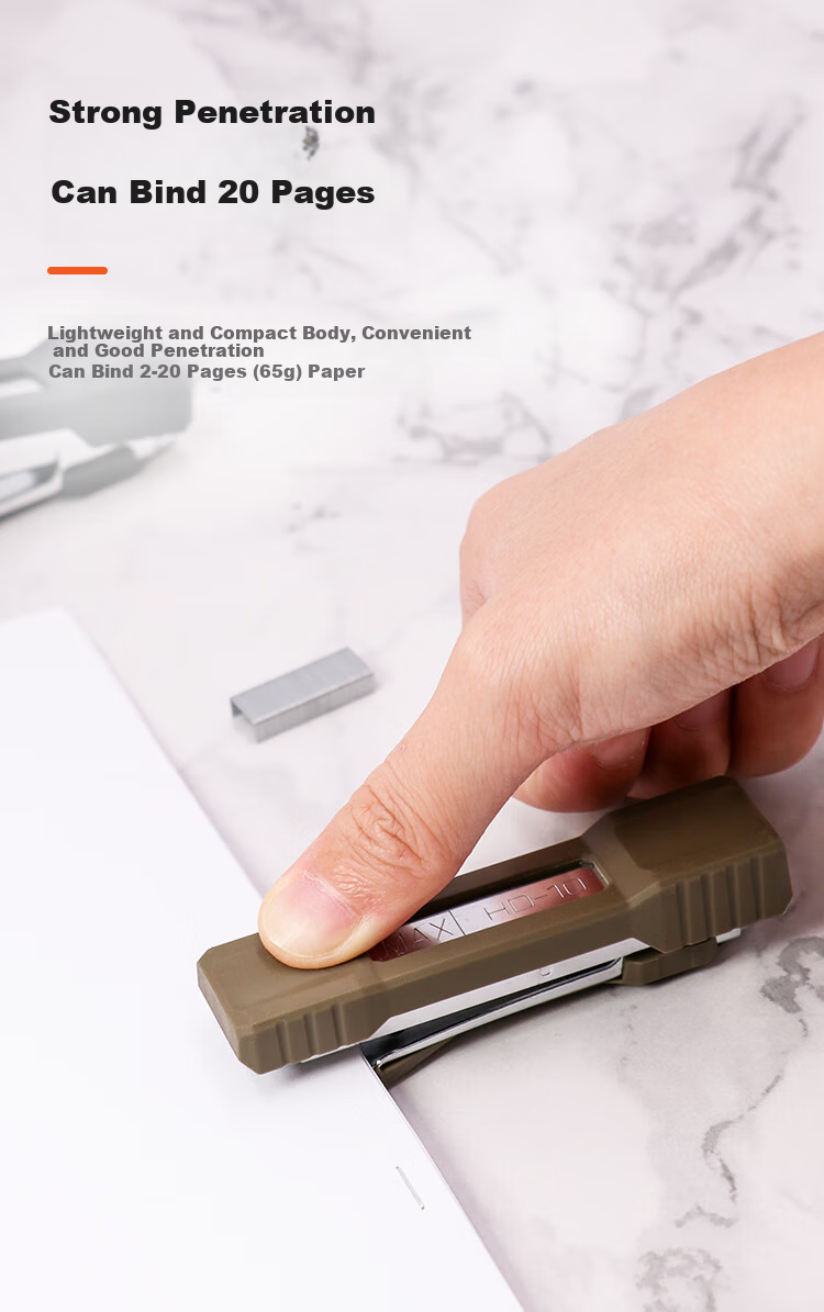 MAX Meikesi HD-10G Mini Stapler, Lightweight And Portable for Students And Office Use, Can Staple 2-20 Pages, Compatible with No. 10 Staples, Gray 3
