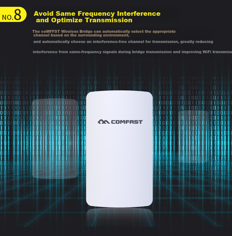 COMFAST CF-E113A One-Key Pairing 5G Band 3KM High-Power Wireless Bridge Outdoor Point-to-Point WiFi for Elevator Monitoring Plaza Construction Site Video Transmission 6