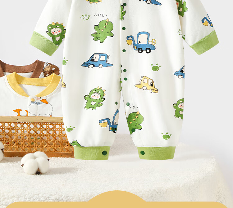 Badibadi Autumn New Pure Cotton Romper Baby Infant Front-Open Loose Jumpsuit Berry Little Rabbit 73cm 1