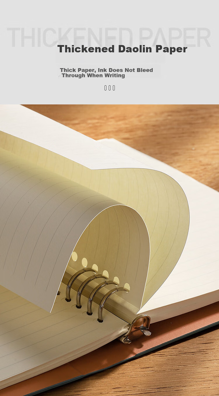 Ujia Loose-Leaf Notebook A5 High-Quality Business Office Stationery Conference Notepad Detachable Loose-Leaf Binder Thickened Leather Cover Customizable for Businesses, Blue 9