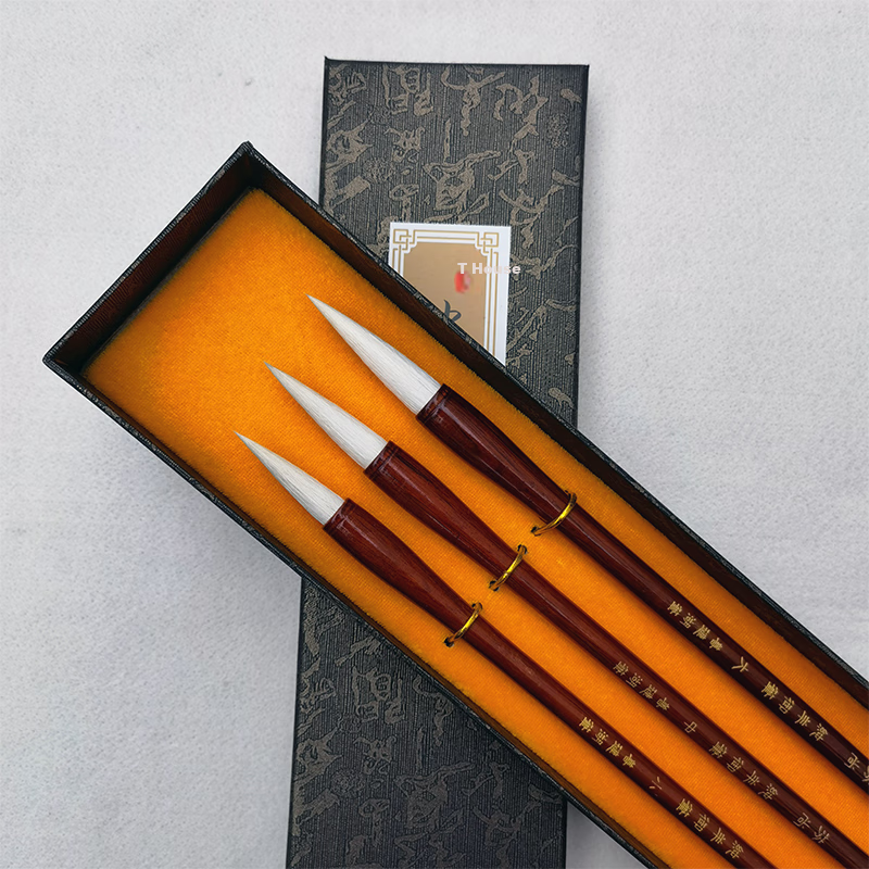 Fenshang Qingming Shanghe Tu Lake Brush Set, Sheep Hair Brushes Large Medium Small 3 Pieces Gift Box, Mid-Autumn Festival Gift, for Calligraphy And Chinese Painting Works - Pure Sheep Imperial Brushes