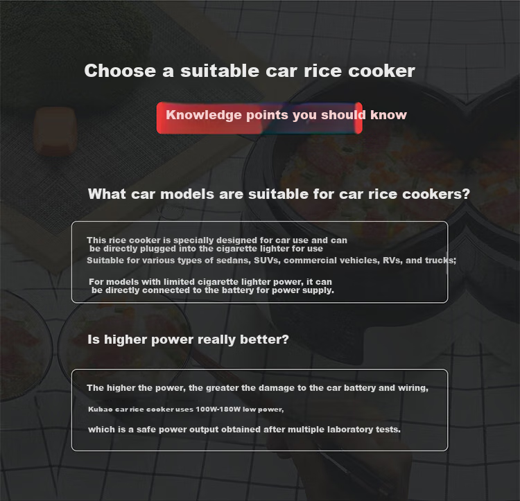 Yuwo Car Rice Cooker, 12V/24v, Compatible with Various Vehicles, 2L Large Capacity, Detachable Inner Pot 5