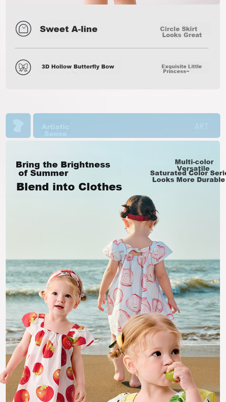 BALABALA Girls' Dress, Baby Dress, Infant Princess Dress, Summer 2025 Children's Stylish Outfit, 208225111004 3