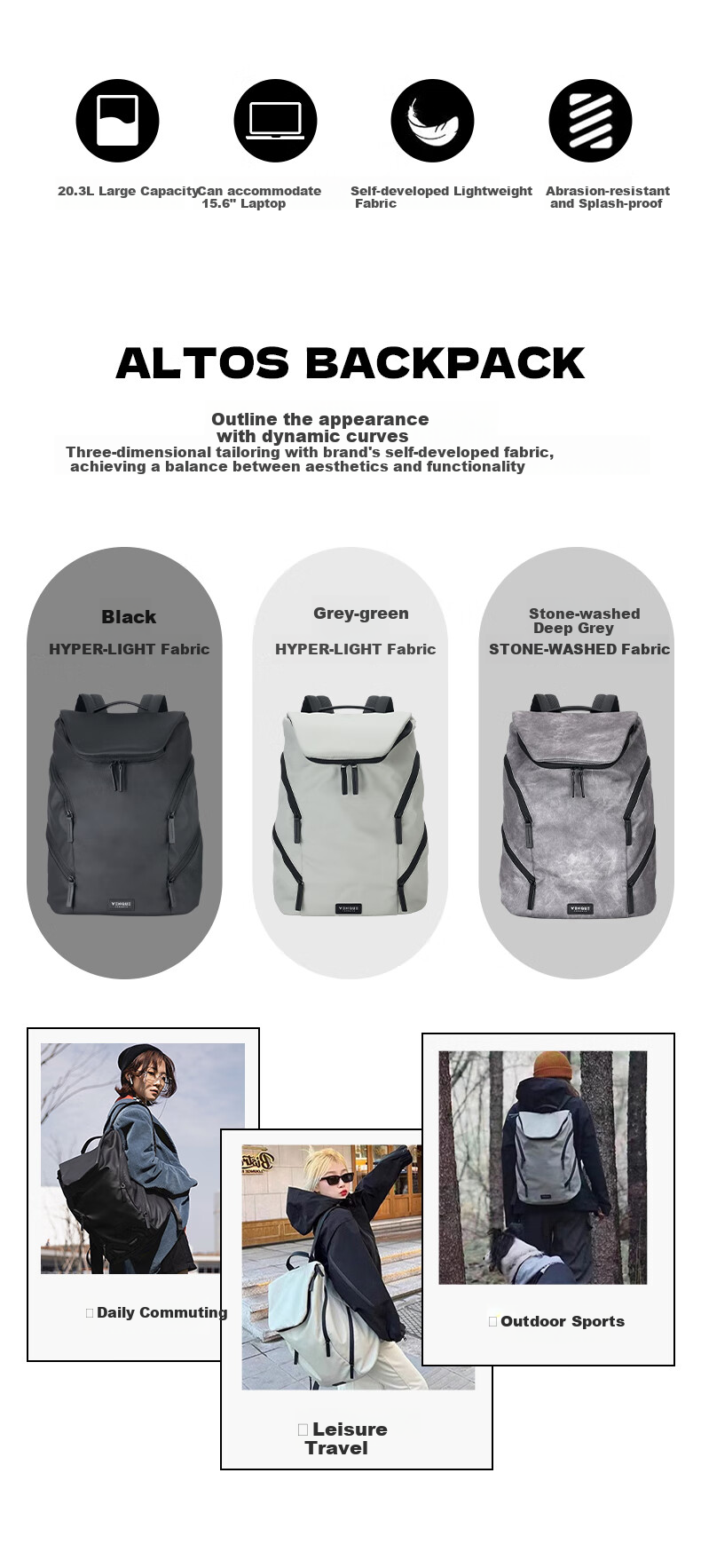 VENQUE Backpack for Men And Women, Large Capacity Lightweight Outdoor Travel Bag, Commuter Business Laptop Bag, College Student Schoolbag 2
