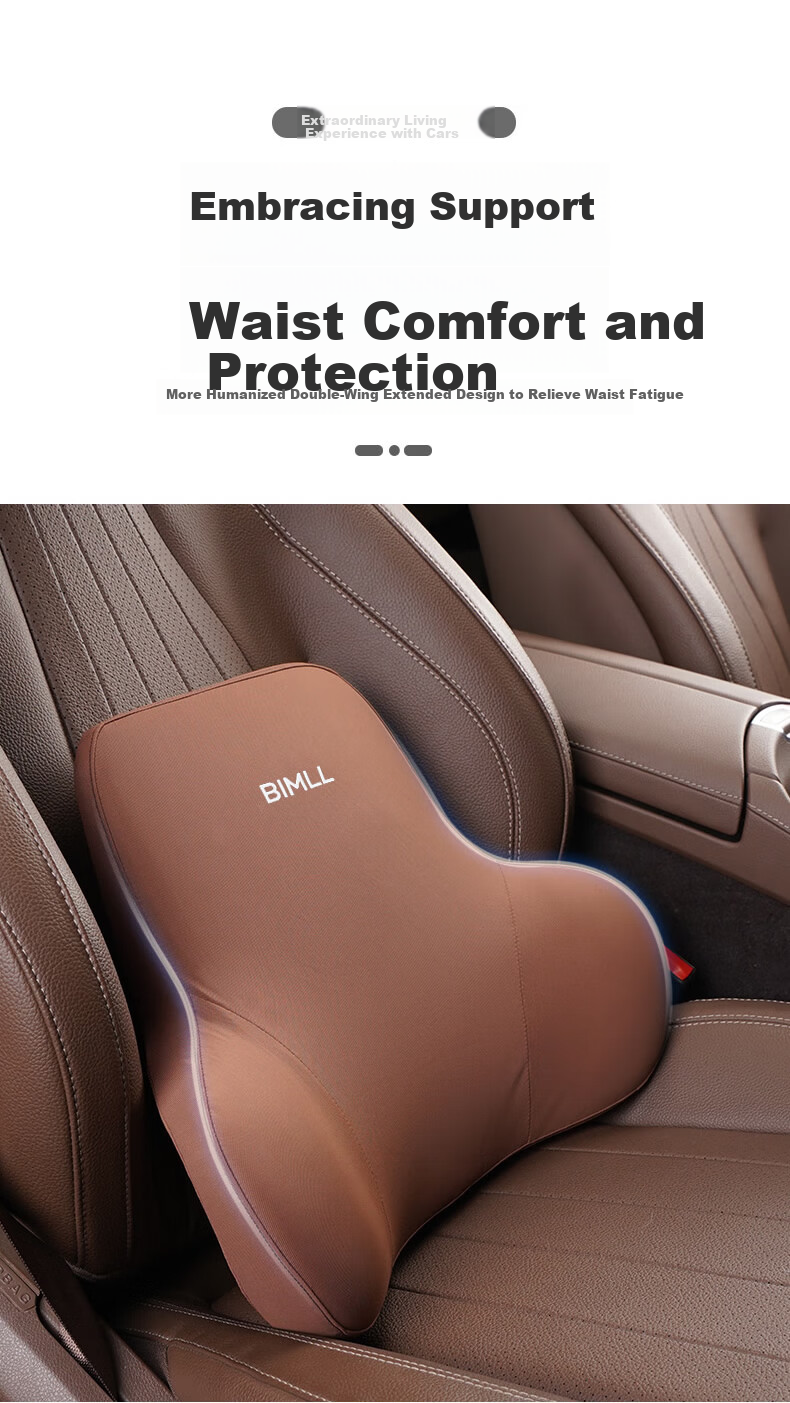 BIMLL Automotive Headrest Lumbar Support Aviation-Grade Car Seat Neck Pillow Car Cushion Backrest Enlarged and Thickened 4