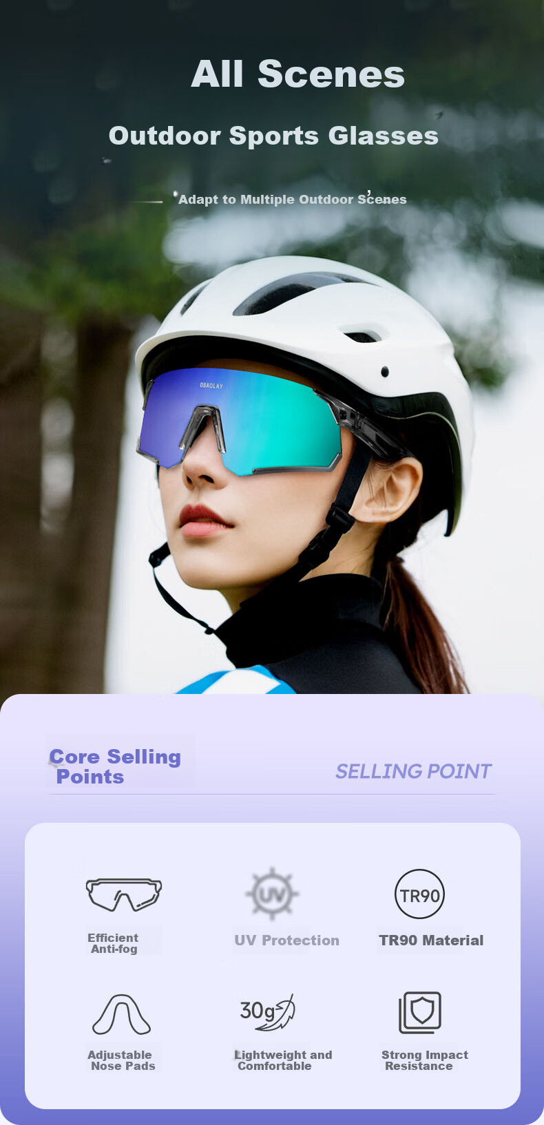 OBAOLAY Color-Changing Cycling Glasses for Running, Day And Night Use, Mountain And Road Bike Windproof Sports Goggles 2