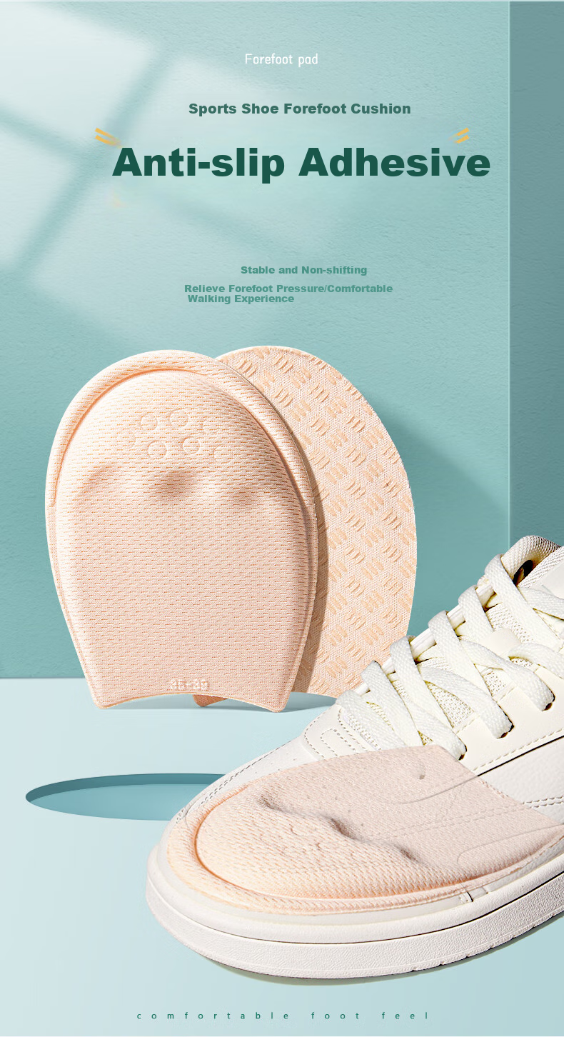 Maigaole 2 Pairs, Shoe Size Reducer, Half-Size Insoles for Women And Men, One-Size Sports Shoes, Forefoot Pads, Beige Round Toe, 29-34 5