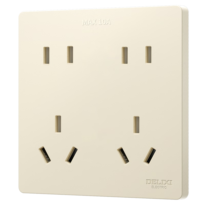 DELIXI Switch Socket Matte Frosted Cream Style Large Plate Ten-Hole Socket CD806 Silver Osmanthus Yellow