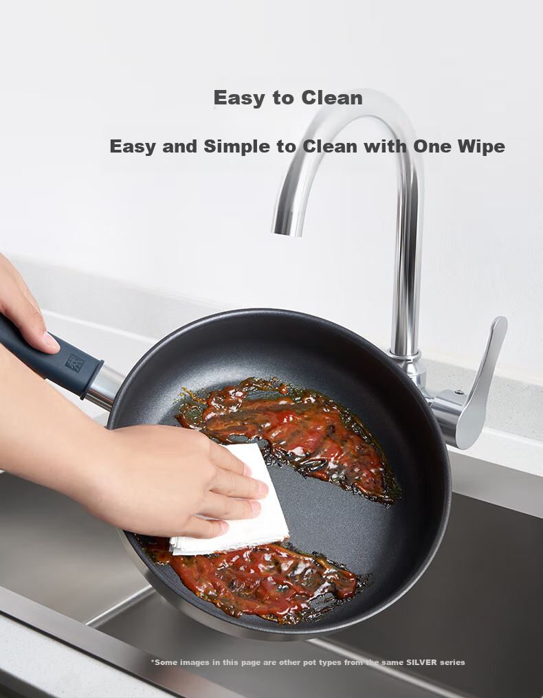 ZWILLING Non-Stick Frying Pan with Titanium Coating, Suitable for Pancakes, Eggs, And Steak, SILVER Exterior, Anti-Yellowing, Versatile Pan, 26cm 11