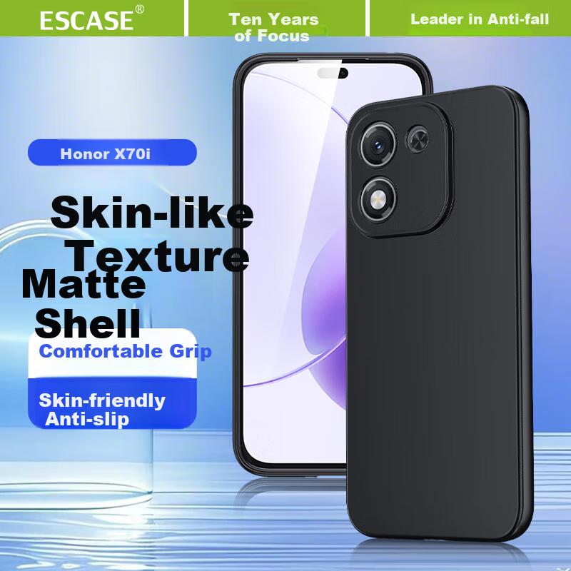ESCASE Чехол-накладка для Honor X70i, ультратонкий, матовый, защита камеры, противоударный, черный
