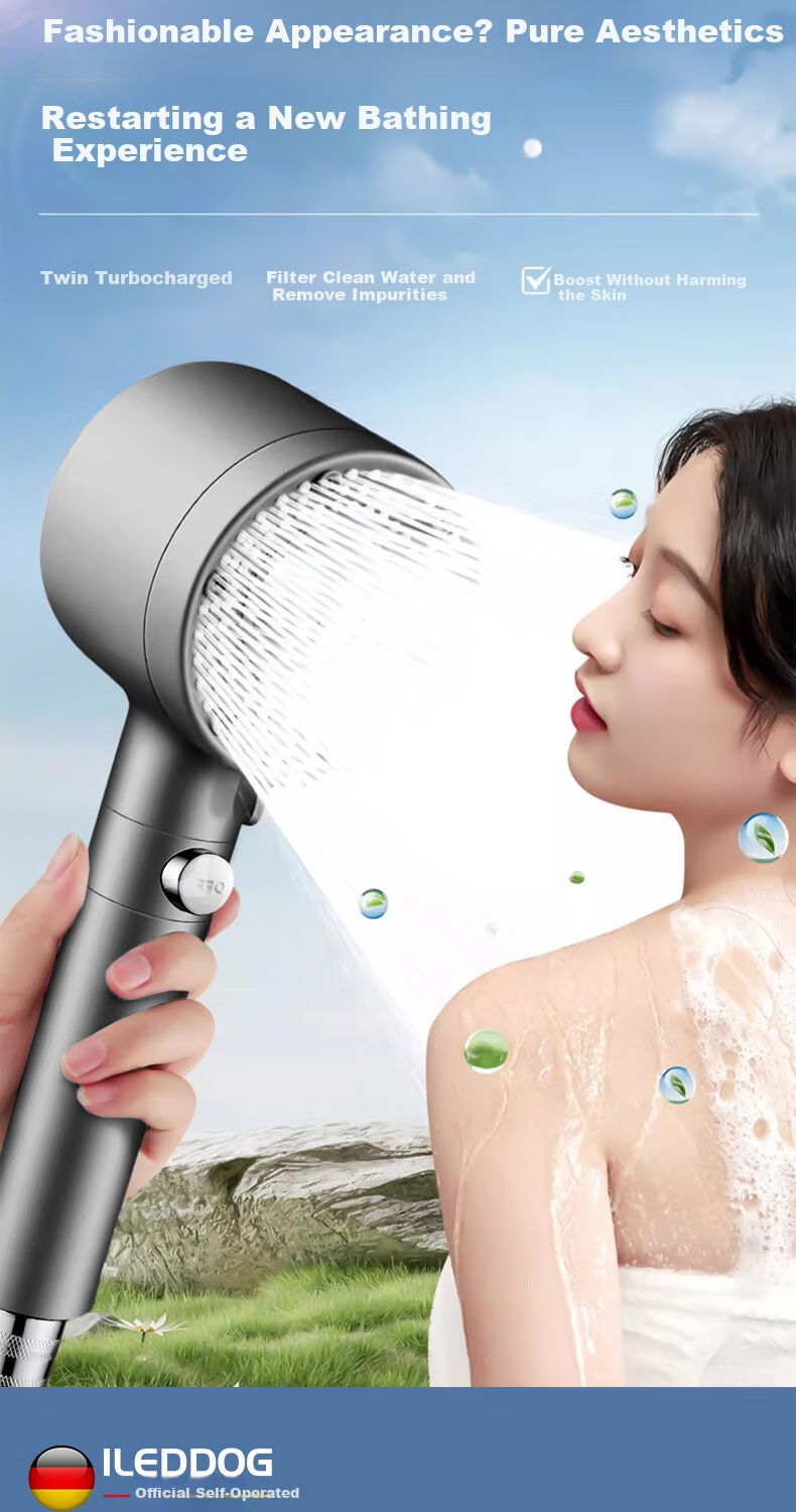 ILeddog [Germany] Pressurized Shower Head, Bathroom High-Pressure Filtered Five-Level Water Purification Shower Sprayer, Lifen 5-Level 3