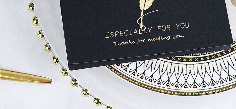 E-Muguo Greeting Cards Set of 4 with Envelopes, Letter Paper, Gift Birthday Cards, Confession Gifts, Ins Style Business Blessing Cards, Wish Cards, Thanksgiving Cards, Black with Gold Foil 11