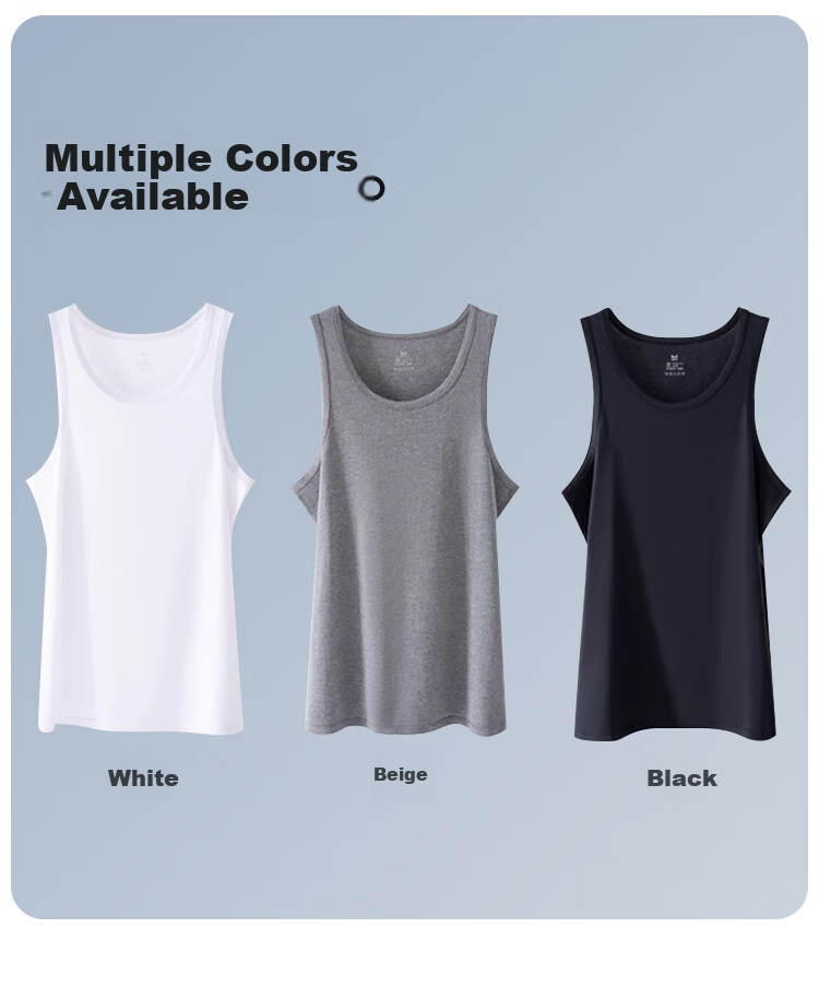 MiiOW Modal Men's Vest Summer Ice Silk Seamless Sports Tank Top Sleeveless Black 3XL 16