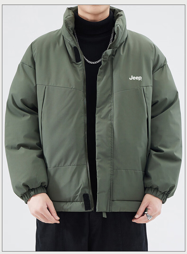 JEEP Men's Thickened Warm Windproof Cotton Padded Jacket Loose Casual Winter Coat 11