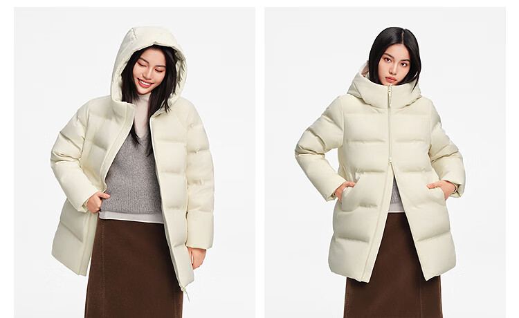 BOSIDENG 25 Years Unisex Couple's Winter 90% Down Thickened Hooded Loose Mid-Length Casual Jacket Gift 4