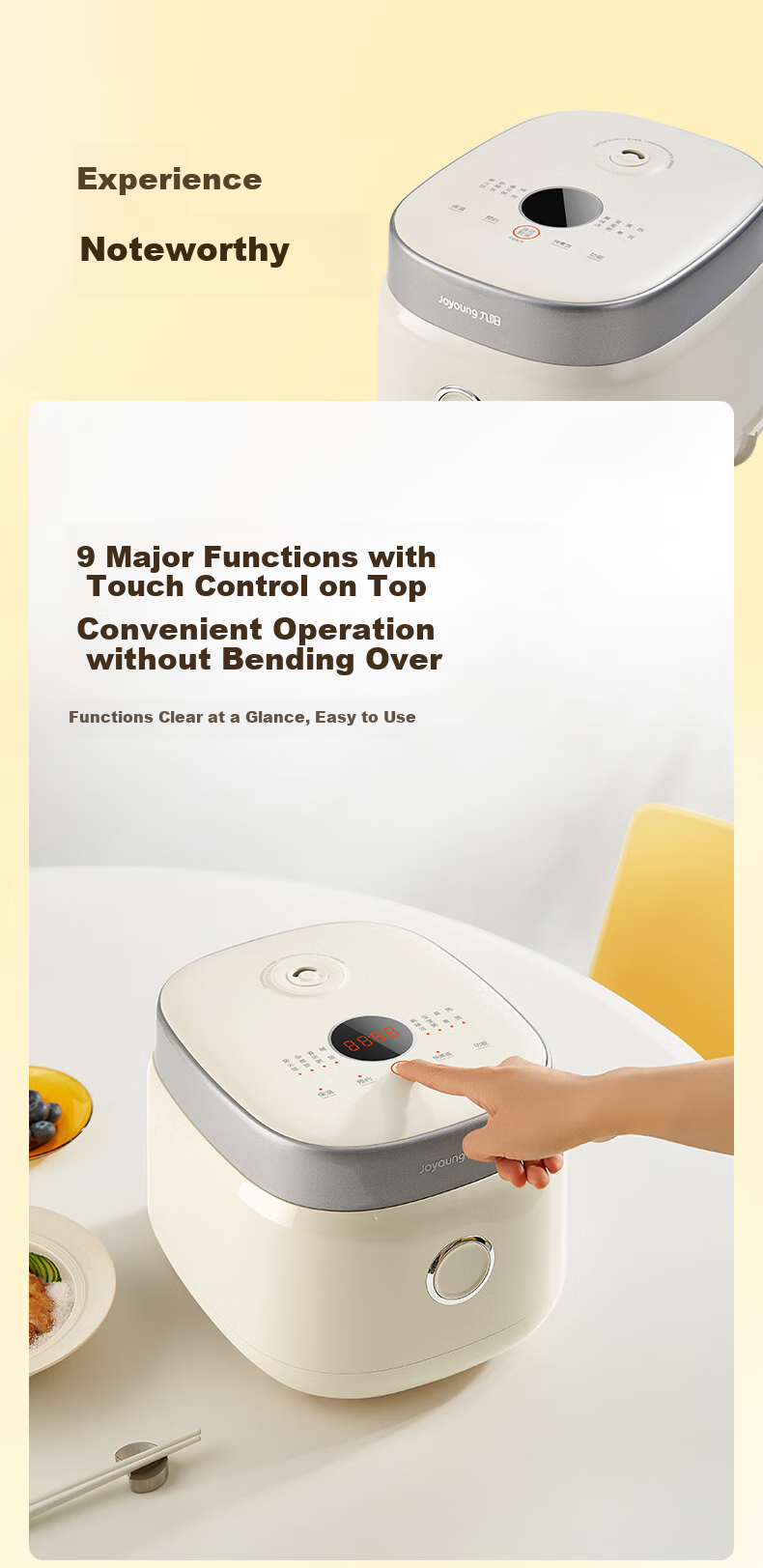 Joyoung 0 Fluorine Series Enamel Titanium Ceramic 3-Liter Honey Pot Rice Cooker, for 4-6 People, Home Use, 0 Teflon Electric Rice Cooker, Micro-Pressure 35-Minute Quick Cooking, Multifunctional, Subsidies 30NF02 16