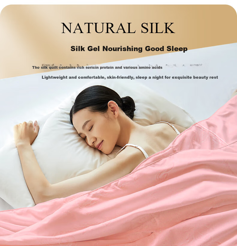 Qianhuang Yun Nai Zhi Meng Mulberry Silk Quilt, 100% Double Cocoon Mulberry Silk, Summer Cool Quilt, Approximately 3 Jin (1.5 Kg), 220*240cm, Pink 6