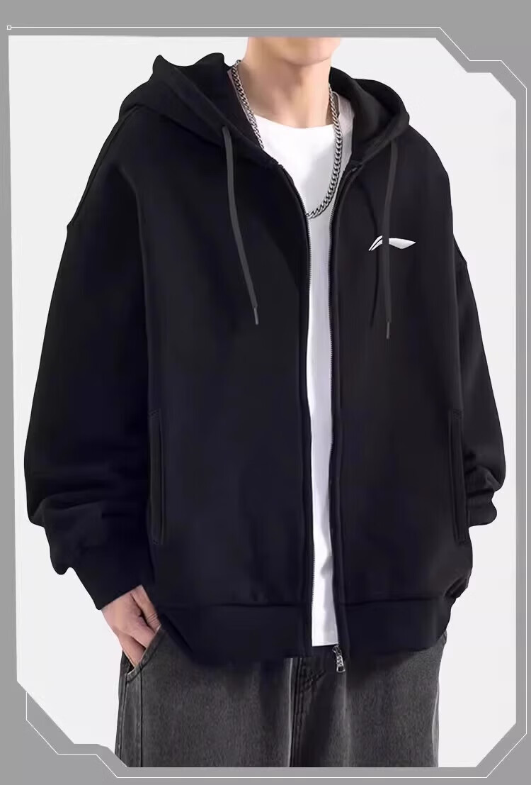 Li-Ning Men's Jacket Spring Autumn Winter New Hooded Sweatshirt Loose Casual Long Sleeve Versatile Sports Zip-up Top 8