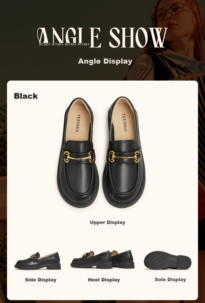TEENMIX Thick-Soled Loafers, Women's Flats, Same Style As in Shopping Malls, Commuter Leather Shoes 6