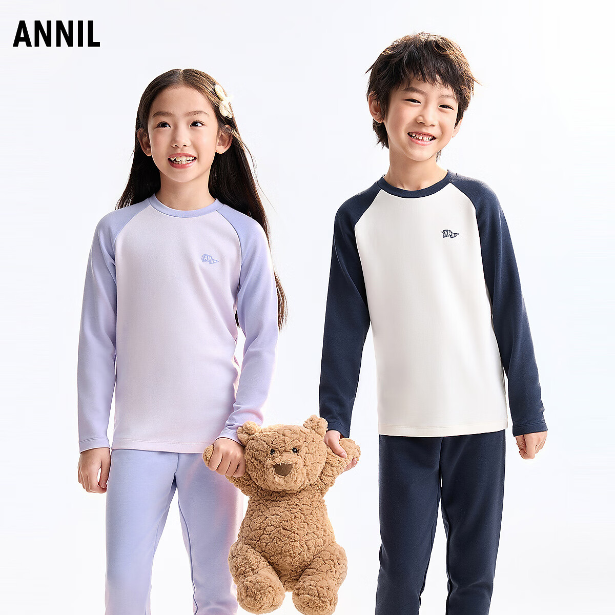 Annil Kids Boys and Girls Autumn Thermal Underwear Set 2025 Winter New Dreamy Purple 110cm