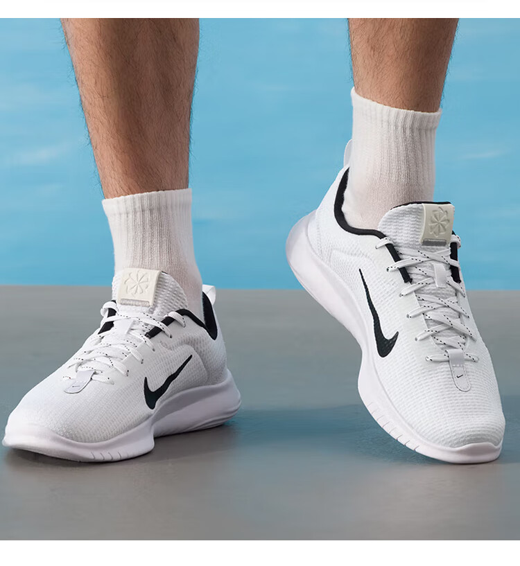NIKE Men's Training Shoes, FLEX EXPERIENCE RN 12 Sneakers, DV0740-101, White And Black, Size 42.5 2